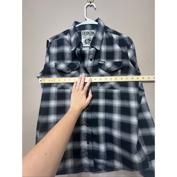 NWOT DIXXON Mickey Black & White Plaid Flannel Button Up Shirt Men's Medium - Picture 7 of 11